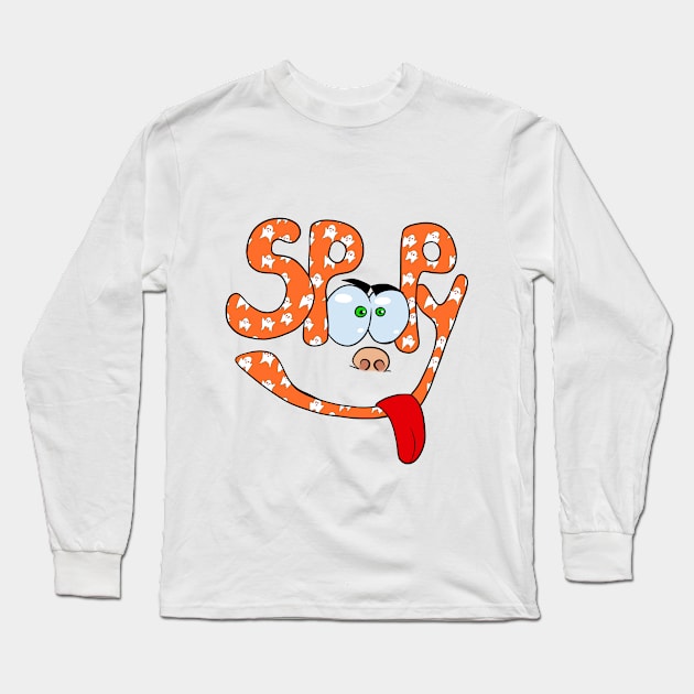 Halloween Spoopy Face Doodle Long Sleeve T-Shirt by Missing.In.Art